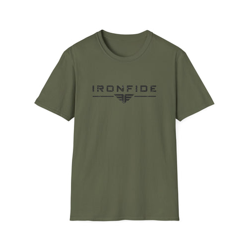 IronFide 'Built Different' T-Shirt — Military Green Graphic Tee with Distressed Flag