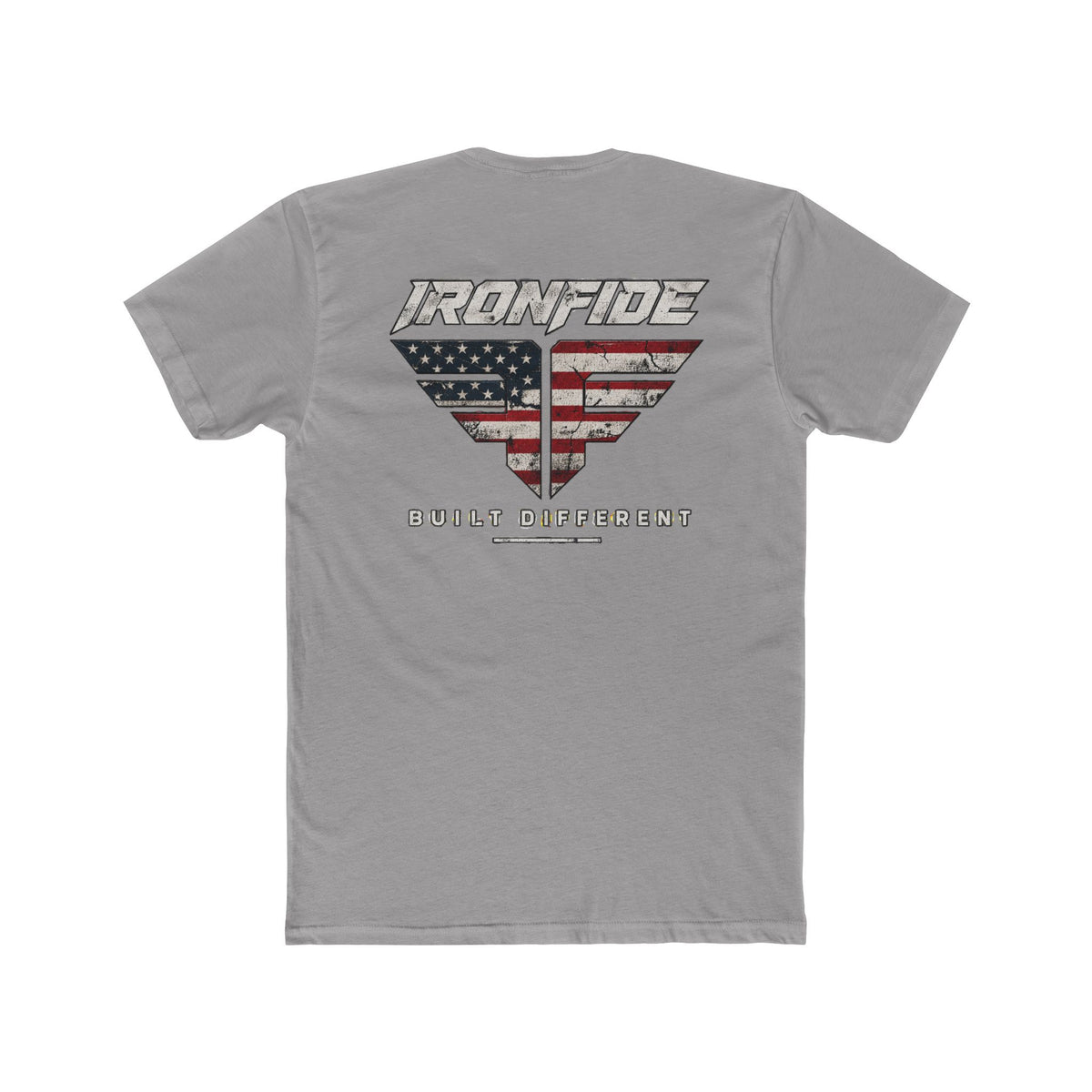 Ironfide American Flag Logo Tee — Built Different Graphic T-Shirt