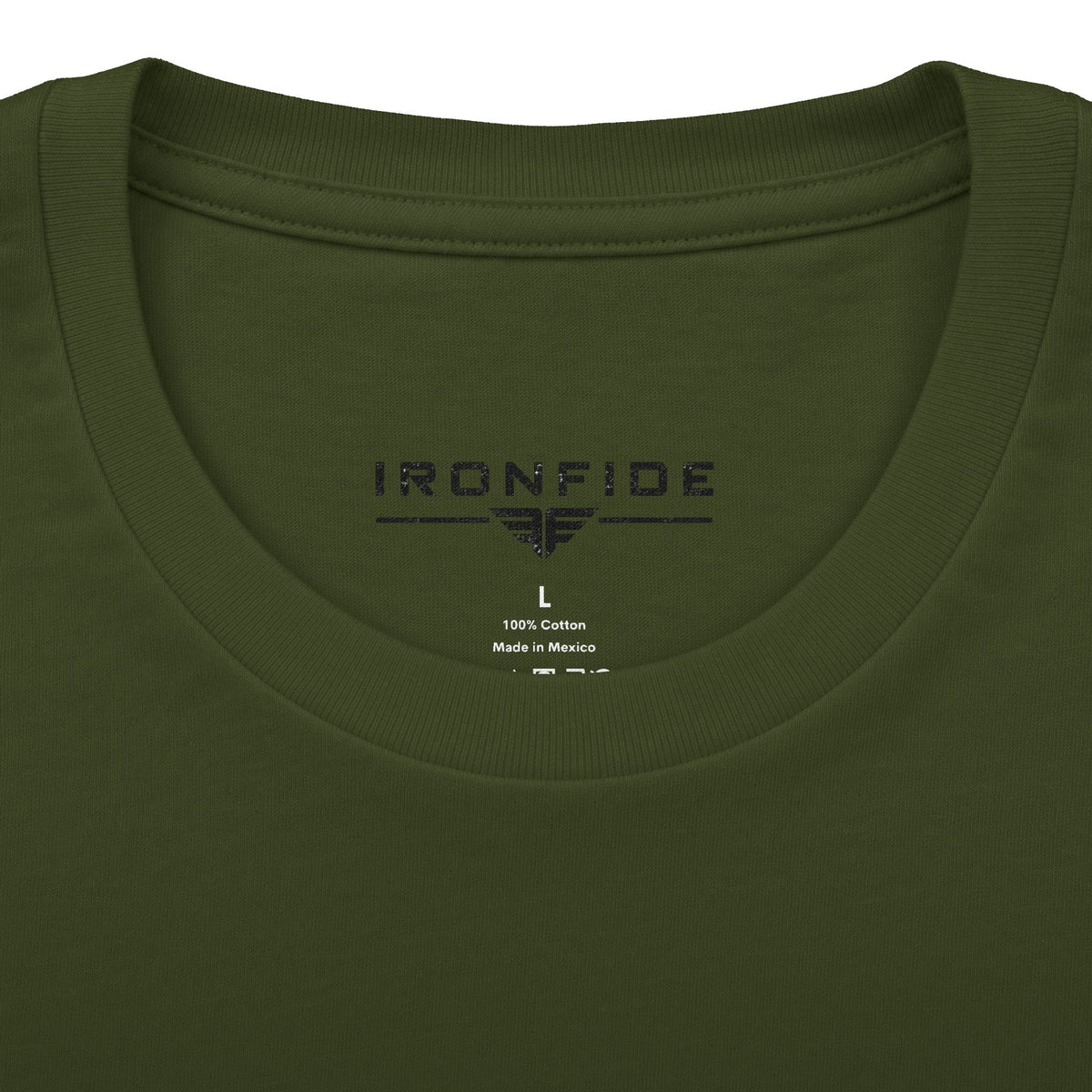 Ironfide Logo Tee — Military Green Graphic Crew Shirt