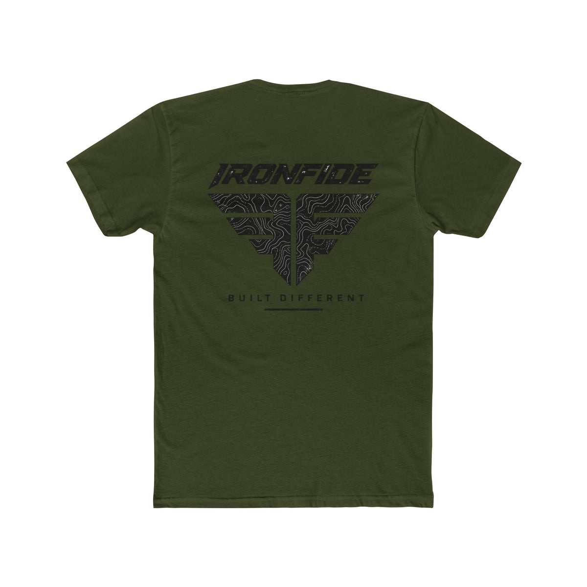 Ironfide Logo Tee — Military Green Graphic Crew Shirt