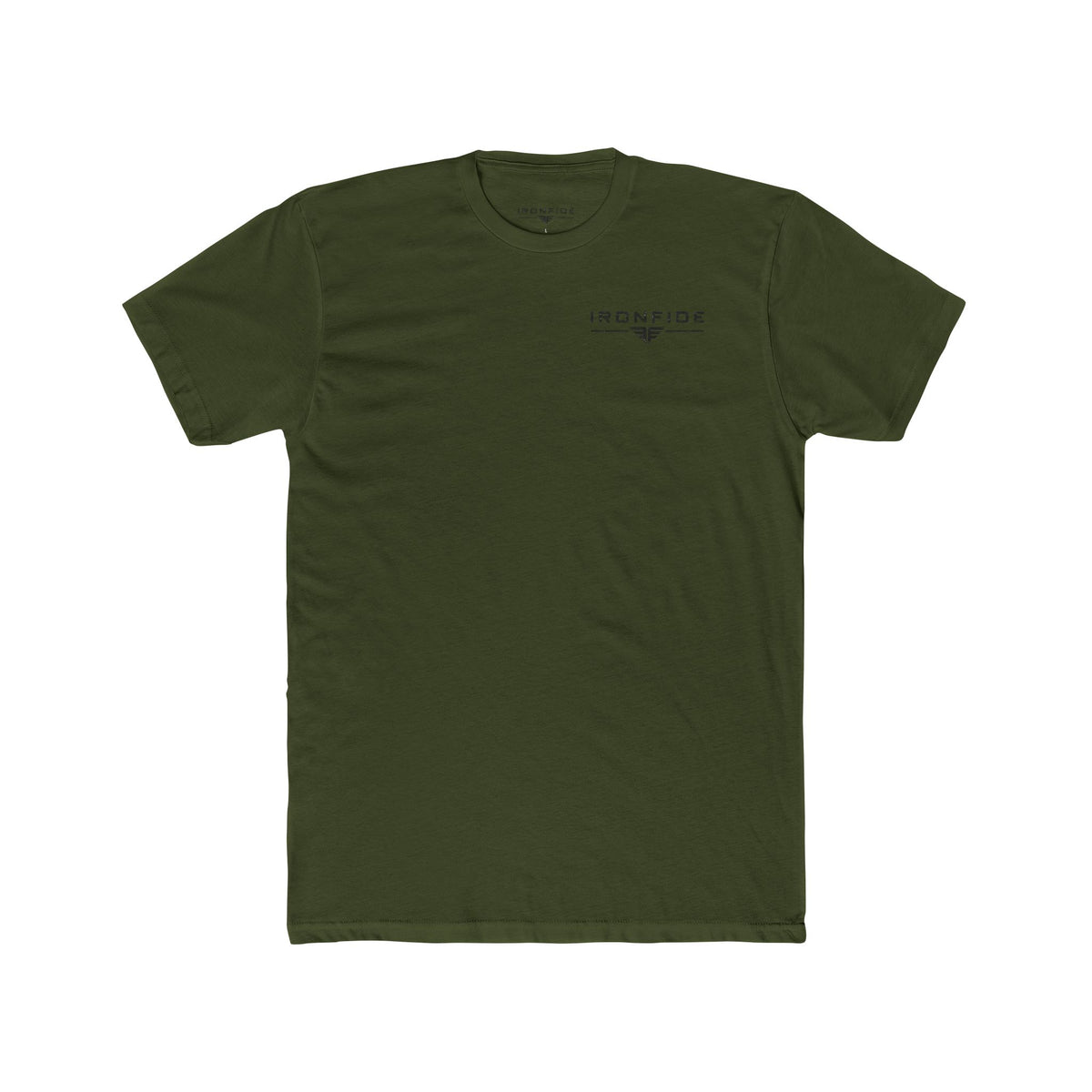 Ironfide Logo Tee — Military Green Graphic Crew Shirt